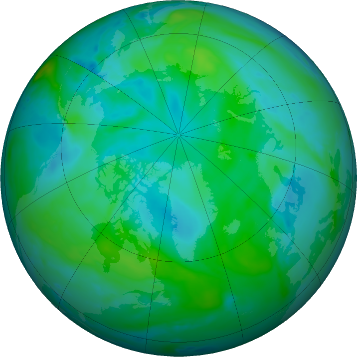 Arctic ozone map for 25 August 2016